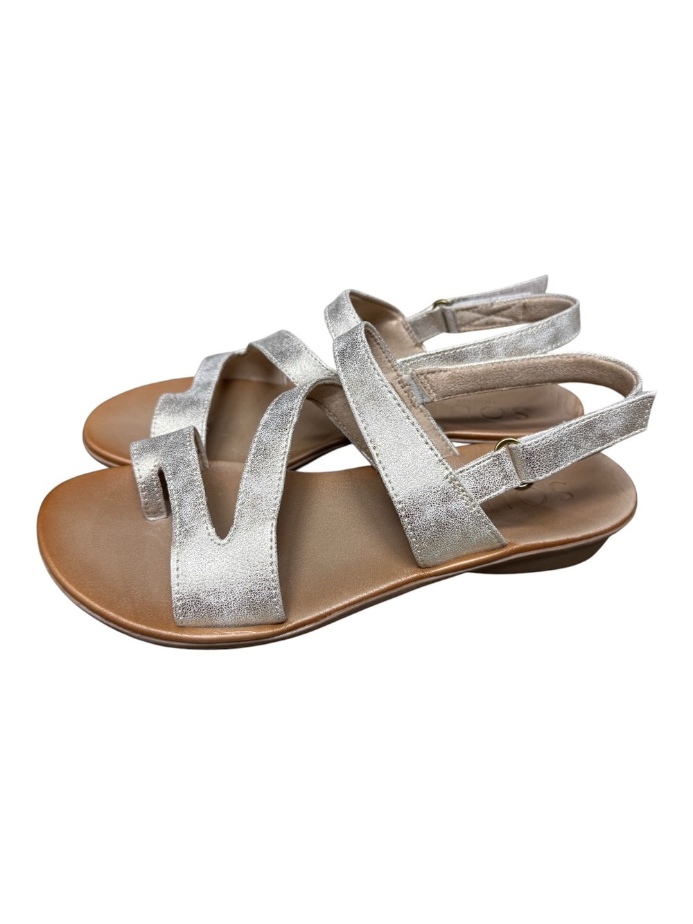 SOUL Naturalizer Silver Metallic Slingback Sandals